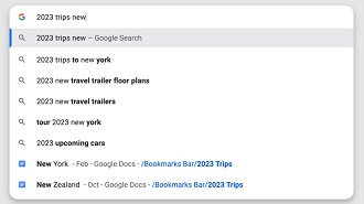 Pesquisa mais inteligente de sites e pastas salvos nos favoritos do Chrome. Fonte: Google